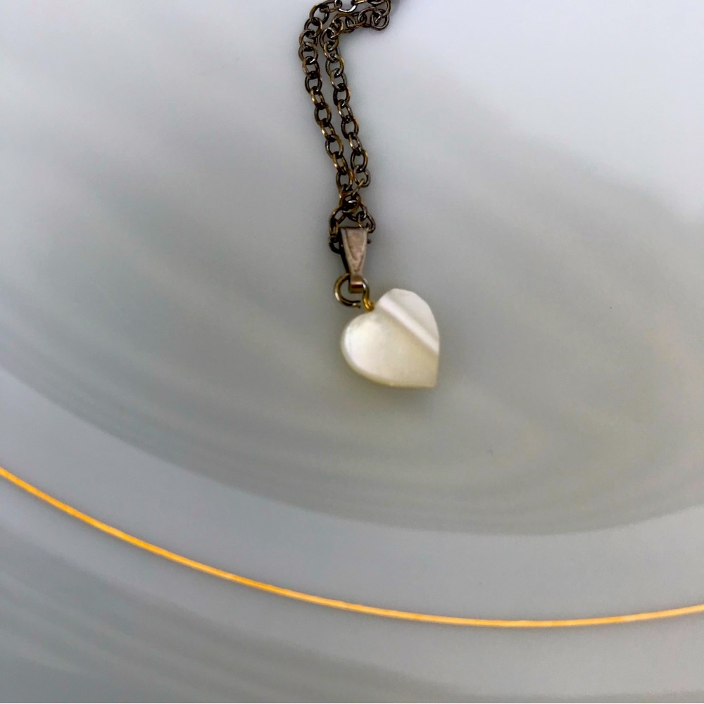 Tiny Shiny Pearly Heart shaped necklace.